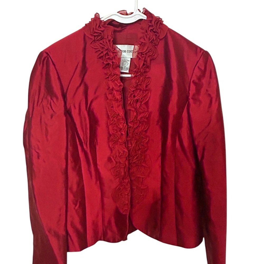 Vintage Victor Costa  Ruffle Red Jacket Size 10 Rare 80s - Picture 8 of 10